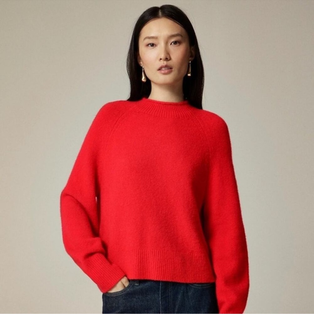 J. Crew Supersoft Yarn Rollneck Sweater Merino Wool Alpaca Blend Red Sz L